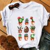 Funny Cactus T Shirts Women Summer Cute White Short Sleeve Top Tshirt Graphic Tee Shirt Femme Plant Print Tshirt Camisetas