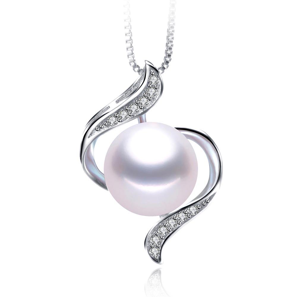 HENGSHENG AAAA Quality Genuine Freshwater Pearl Bread Round 925 Silver Zircon Pendant Necklace Trendy Wedding Jewelry For Bridal