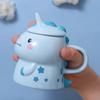 Unicorn Ceramic Water Cup Dinosaur Shaped Mug with Cover Spoon Creative Hand Painted Cartoon Super Cute Super Cute Personality