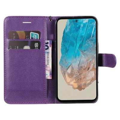 Чехол для Samsung Galaxy M35 5G, однотонный кожаный чехол для мобильного телефона, кошелек-подставка с ремешком