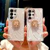 Suitable for Samsung S25 Rhinestone Phone Case S24ultra Flow Flash Drill 23plus Flower Ring Support