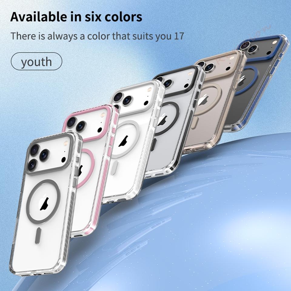 Прозрачный магнитный чехол для телефона для iPhone 17 16 1 14 13 12 11 Pro Max 14 1 Plus 17 Air Официальный прозрачный защитный чехол