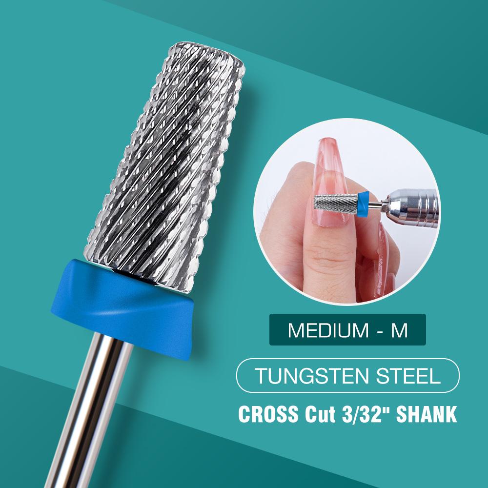 5 In 1 Carbide Tungsten Nail Bit Dual Rotation Volcano/Tornado Milling Cutters Fast Remove Acrylic Hard Gel ManucureTools