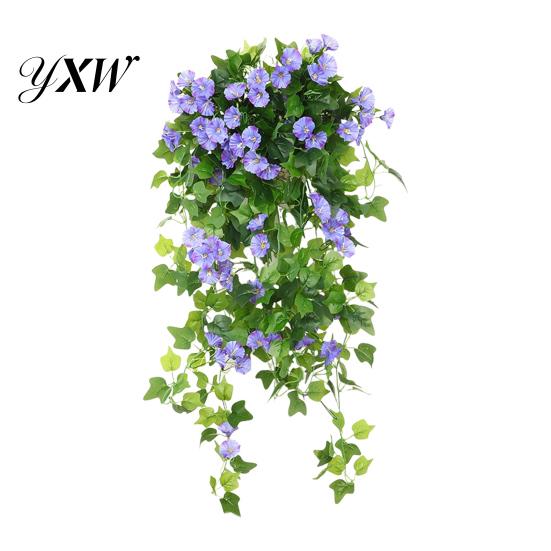Fake Silk Petunia Artificial Morning Glory 44 Heads Realistic Flower UV Resistant Lifelike Floral Decorations Indoor Outdoor Garden Yard Wall Hanging