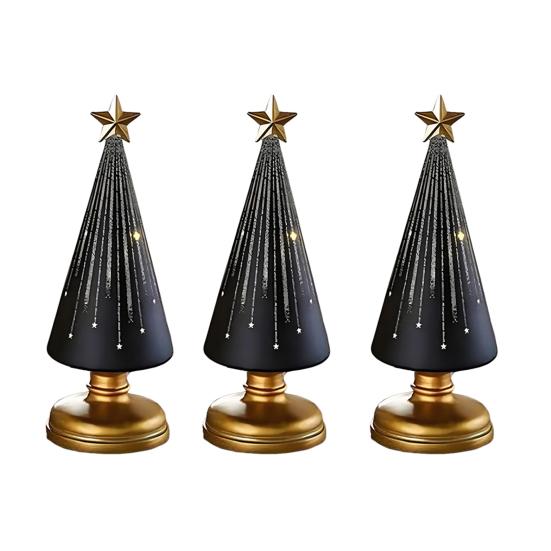 1/3Pcs Christmas Tree Decor with LED Light Built-in Timer Gradient Xmas Tree Sculptures Festive Home Decor