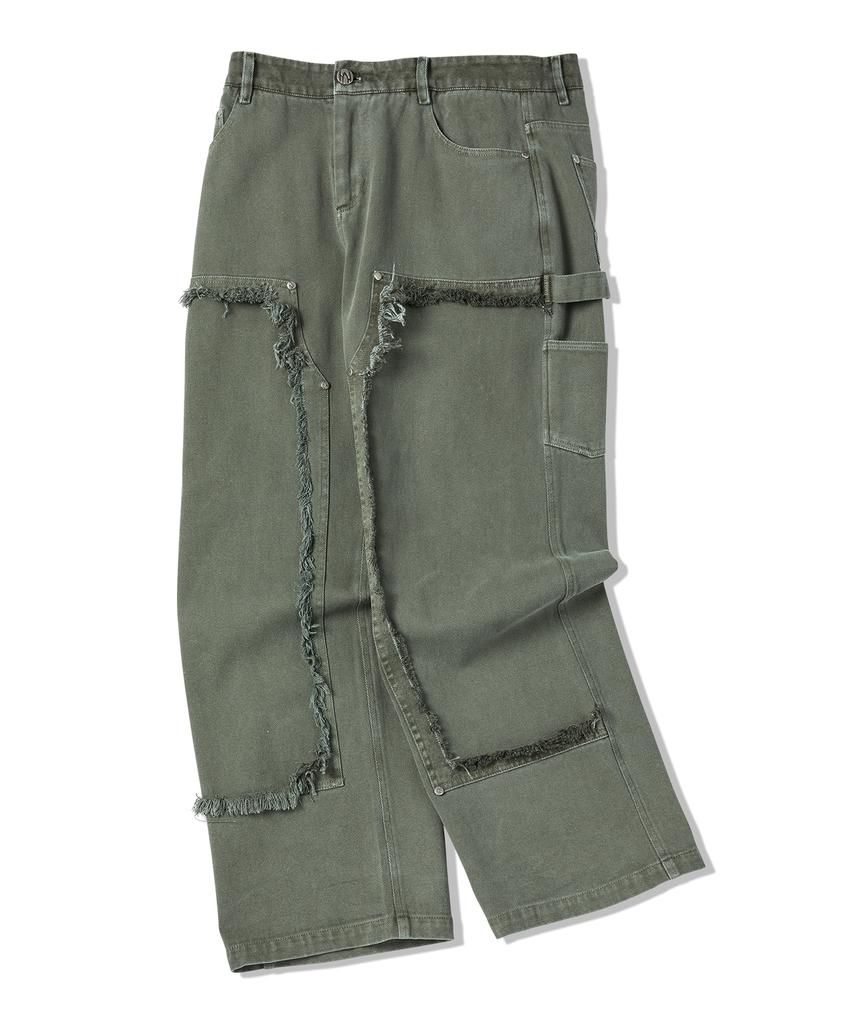 TRAVEL Distressed Twill Pigment Carpenter Pants Union Khaki