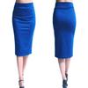 Ladies Plain Office Women Stretch Bodycon Midi Jersey Pencil Skirt