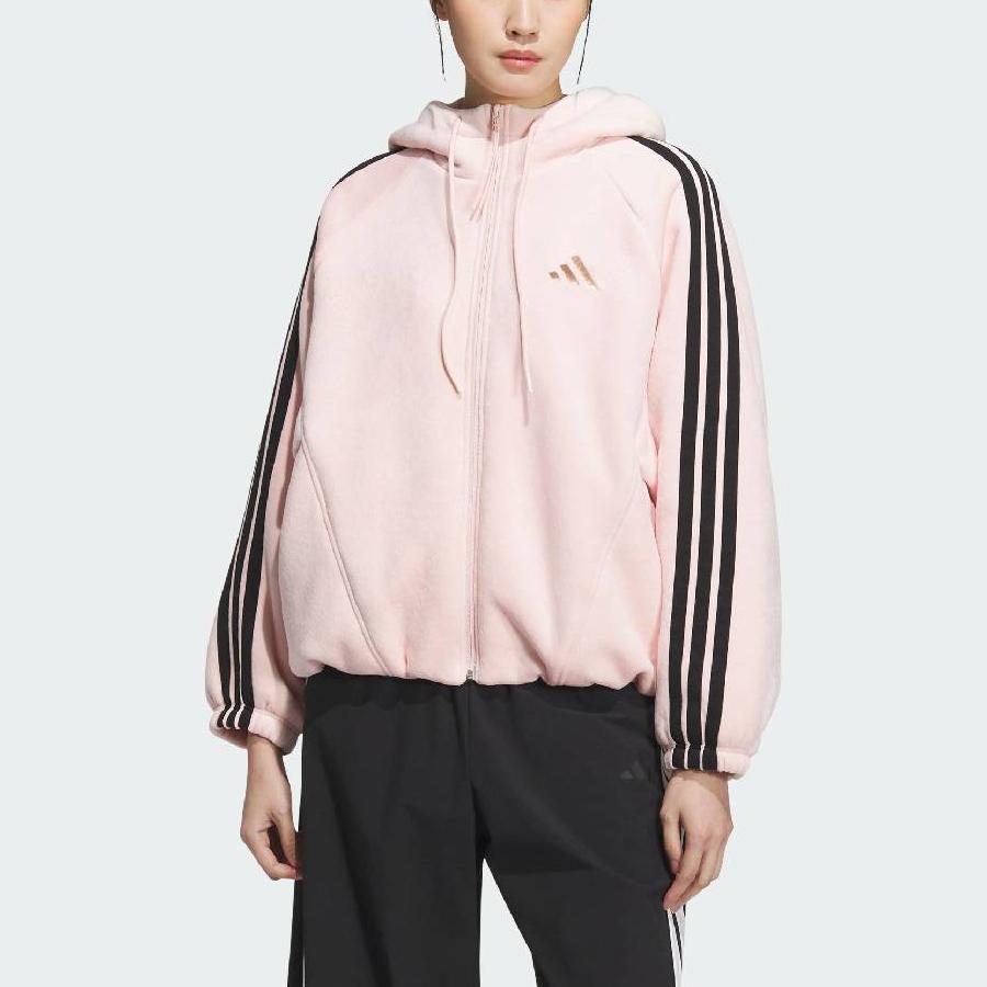 Adidas FW25 Story Velvet Теплая Толстовка с Капюшоном и Длинными Рукавами Женская Куртка KB7605