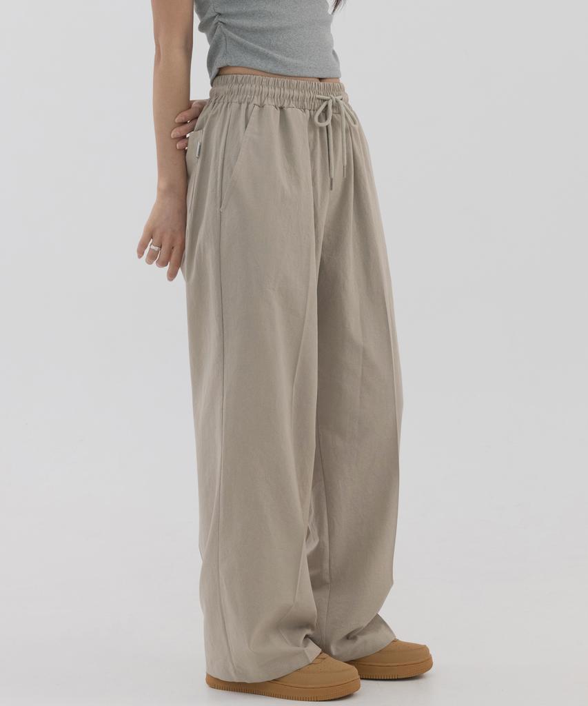 PIANER Linen-Like Semi-Wide Pants (Beige)
