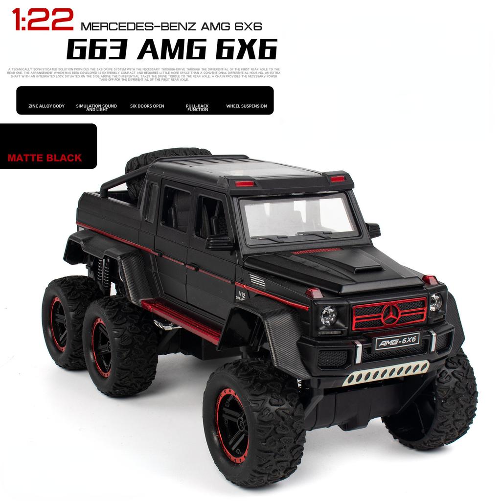 1:22 Mercedes-Benz G63 AMG 6X6 Внедорожник SUV Модель Автомобиля из Сплава Металлическая Литая Игрушки Звук Свет Автомобиль Подарки для Детей A72