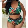 Мода 0XL - 4XL новый принт бикини больших размеров купальники большого размера женский купальник женский комплект бикини из двух частей купальный костюм