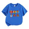 Kids Boys Girls 100% Cotton Crew Neck Short Sleeve T-Shirt, Cute Orange Cartoon Cat Family Print Casual Soft Breathable Top for Children Daily Wear, G