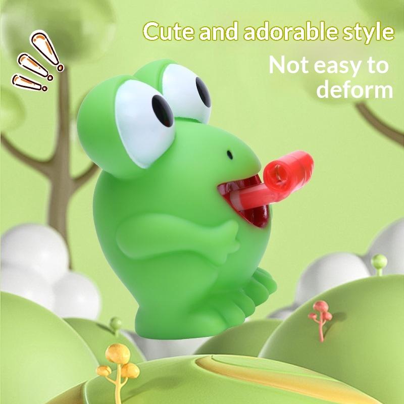 Green Frog Squeeze Toy With Popping Tongue Soft Elastic Texture For Kids Party Favors Stress Relief