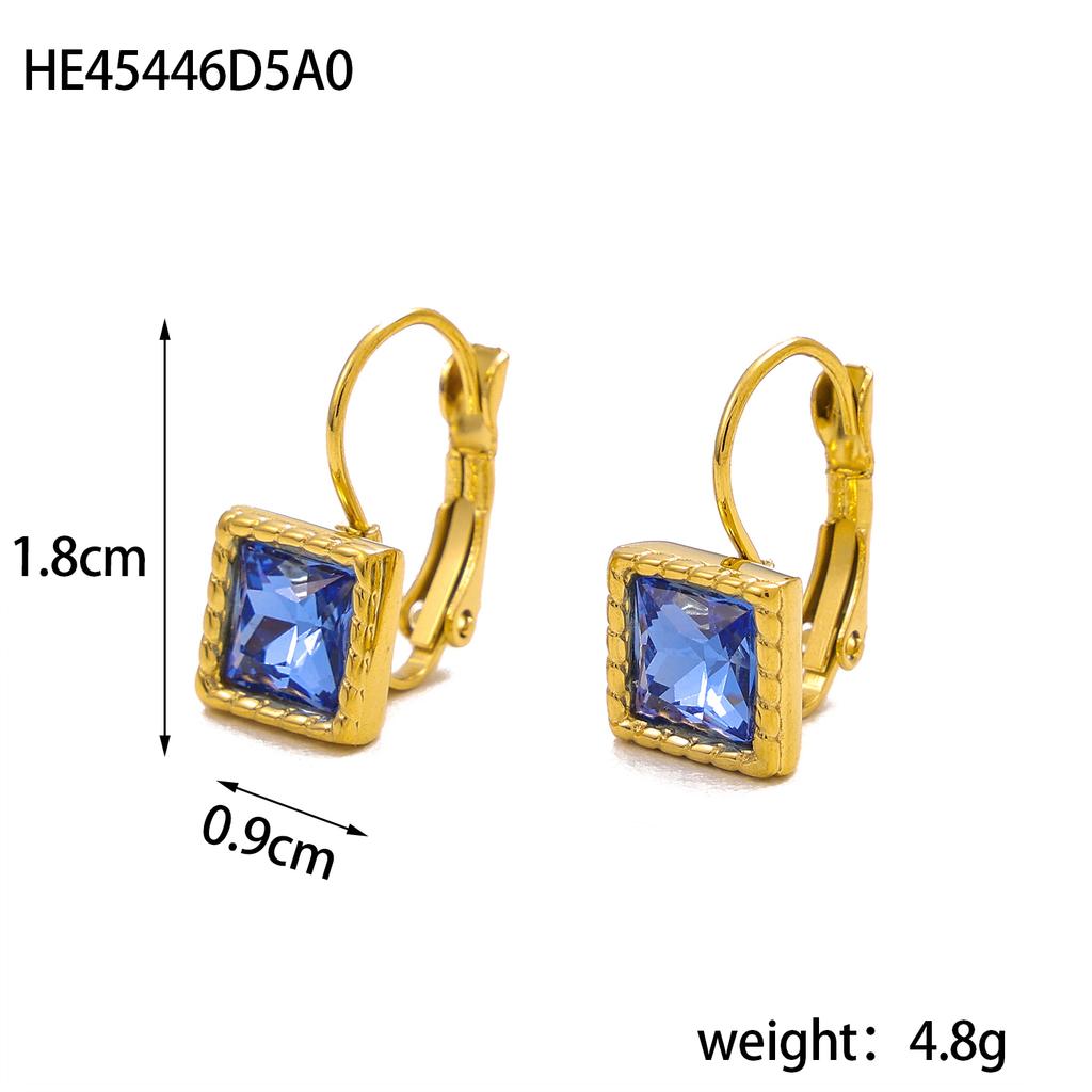 CARLIDANA Minimalist Women New Square Clip Earrings Tarnish Free 18k Gold Plated Stainless Steel Colorful Zircon Hoop Earrings