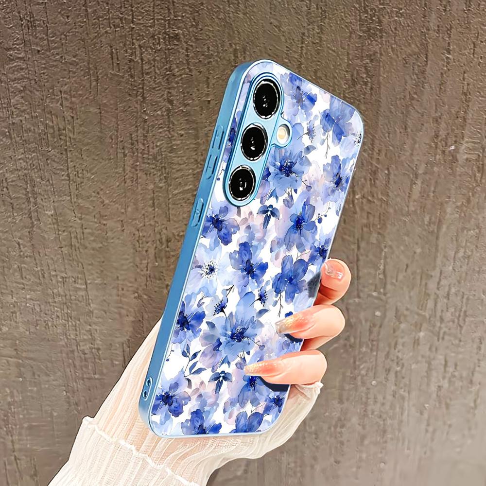 Чехол в китайском стиле с цветами для Samsung Galaxy S26 S25 S24 S23 S22 FE Ultra Plus Стеклянное покрытие ощущение голого корпуса для женщин