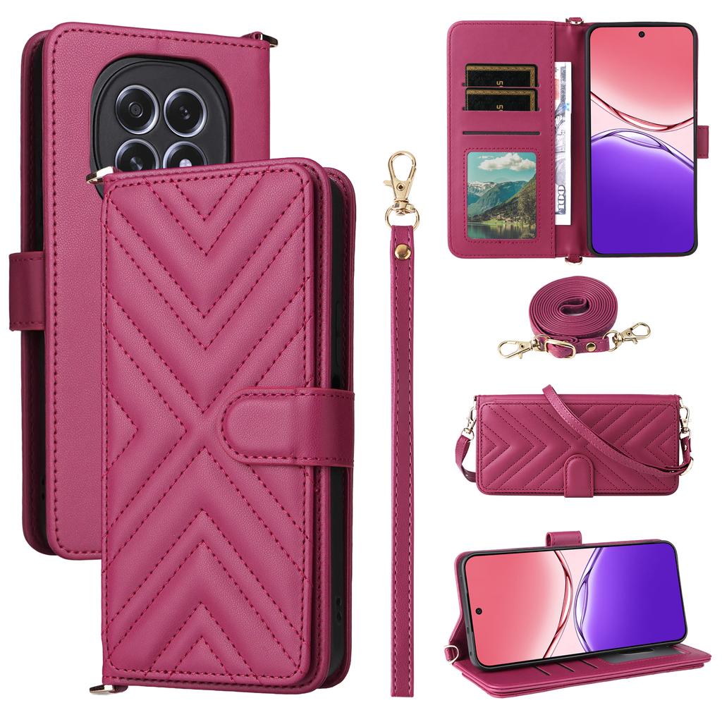 For Oppo F29 5G/A5 5G Wallet Case with Shoulder/Wrist Strap Leather Phone Cover Stand
