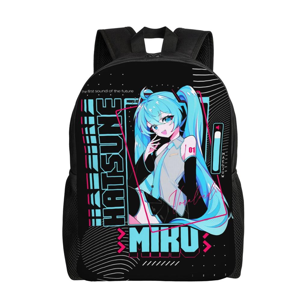 Рюкзаки Hatsune Anime Miku для мужчин и женщин, студенческие, в колледж, школу, вмещает 15-дюймовый ноутбук, сумки виртуальной певицы