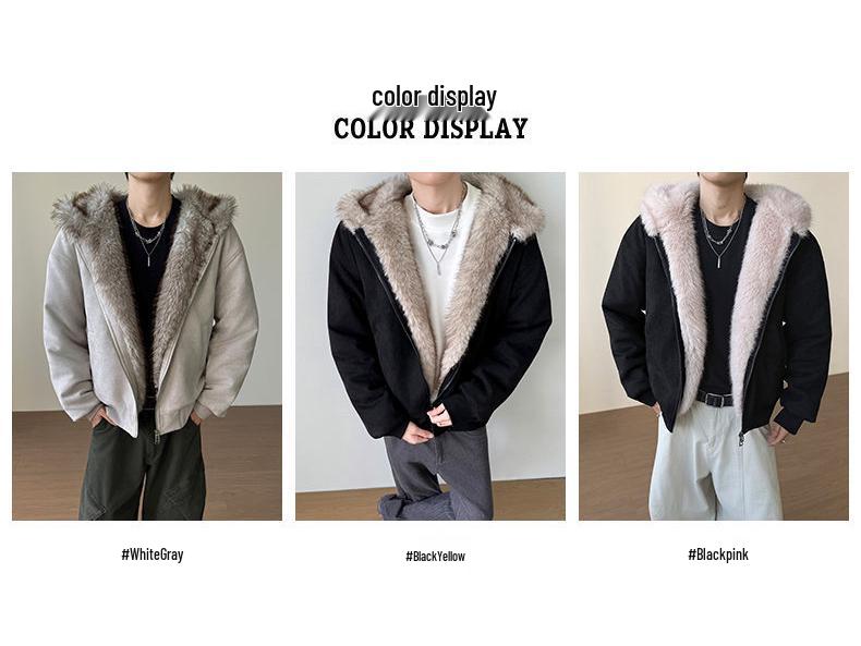 Куртка American Eagle с меховым воротником из замши и кошачьими ушками - Осенне-зимняя укороченная верхняя одежда с плюшем