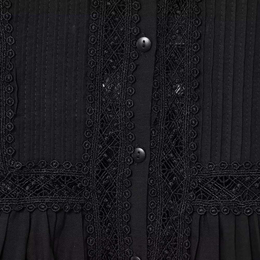 Женский топ с круглым вырезом, кружевной вставкой, весна/лето 2025