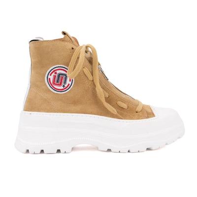 Женские высокие кроссовки из кожи на толстой подошве белые ICECOOL SAINT TROPEZ