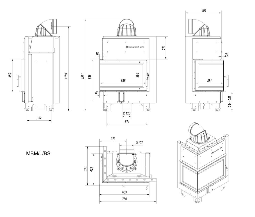 Steel Fireplace KRATKI MBM Left 10 kW Ø 200