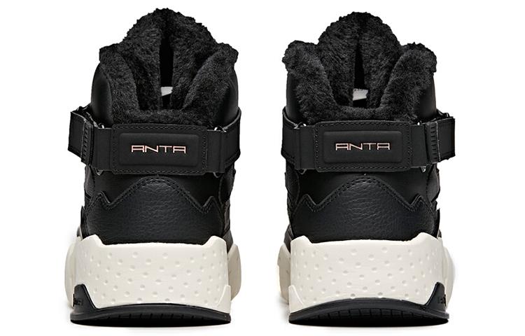 Women's Sneakers Anta Life Collection Fleece Lined Comfortable High top Skateboard Shoes Women's Black White