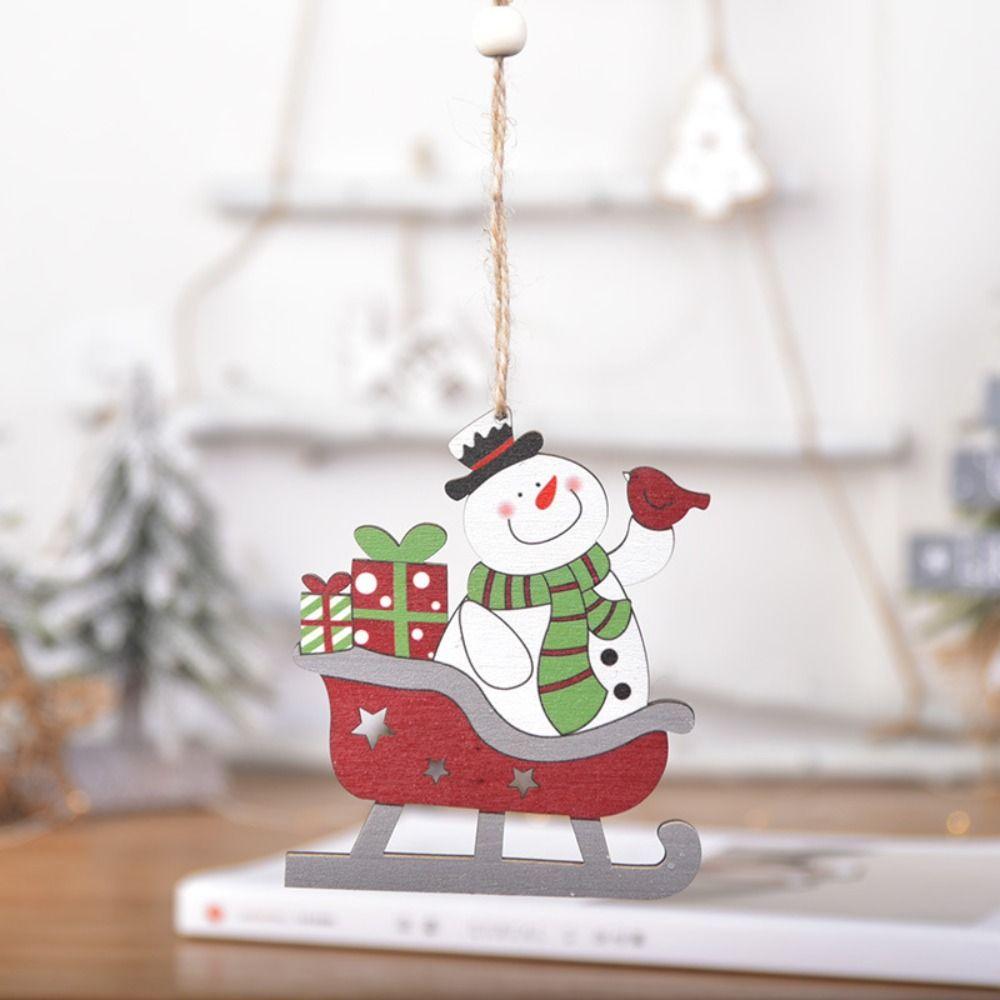Sleigh Old Man Handmade Christmas Tree Pendant Christmas Snowman Pendant Xmas New Year Decor