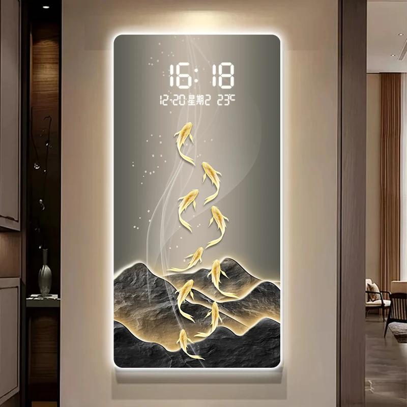 Девять рыб картина крыльцо декоративная живопись часы передовой смысл настенный светильник электронные часы прихожая подвесная картина