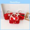 Lovely Velvet Red Tiger Head Handbag For Girls Trendy Crossbody Bag For Kids