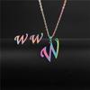 RUI RUI YU 26 Letter Colorful Stainless Steel Jewelry Sets for Women Men Alphabet Initial Chain Pendant Necklace Earrings Kids Gift