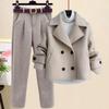 Autumn Winter Suit Jacket Jacket Long Sleeve Knitted Sweater Casual Trousers Three Piece Set Elegant Women's Pant Set