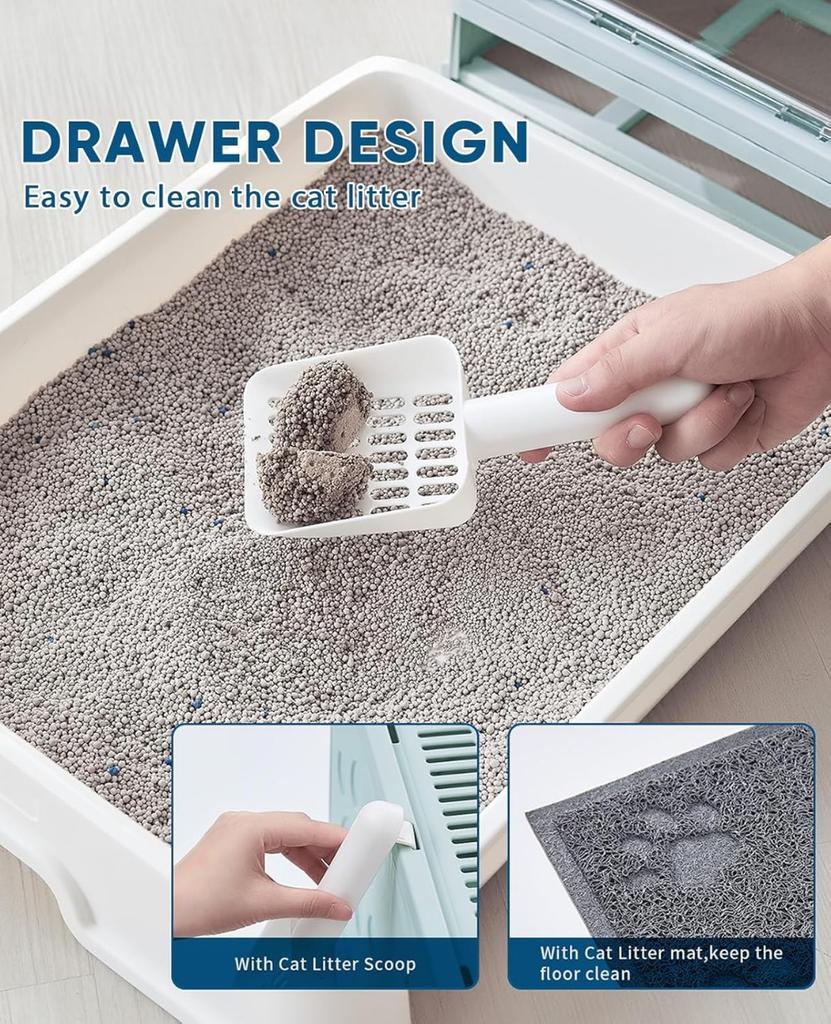 Covered Top Entry Kitten Litter Pan for Small and Medium Cats, Anti-Splashing Kitty Potty with Slide-Out Litter Tray