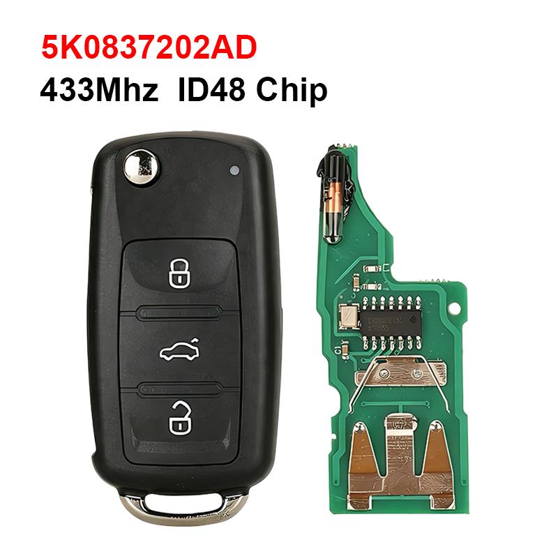 ABCD1 Автомобильный чип для ключа-брелока ID48 5K0837202AD Замена чипа иммобилайзера для VW Passat Polo Golf Jetta Tiguan Caddy Beetle Skoda Seat