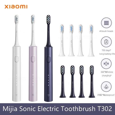 Электрическая зубная щетка Mijia Sonic T302, 3 цвета, 4 насадки, водонепроницаемость IPX8, беспроводная зарядка на 360°, 4 режима чистки зубов