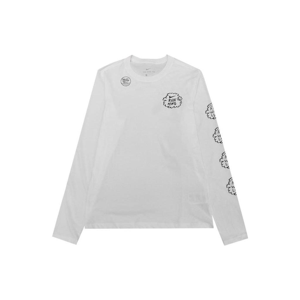Nike Training Sport Print Quick-Dry Knit Breathable Long Sleeve T-Shirt Men Tops White CK9466-133