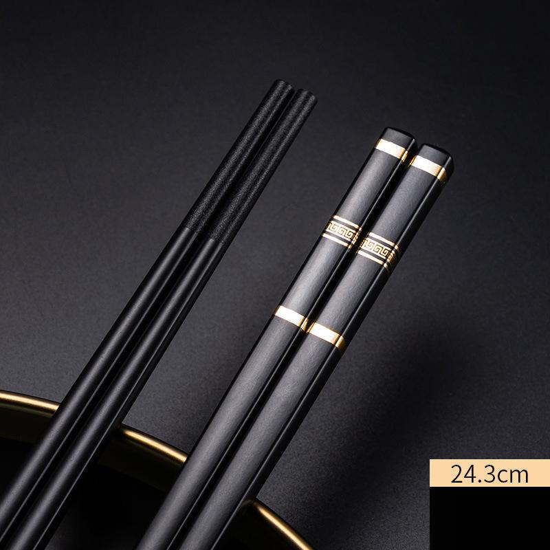 4 Pairs Black Japanese Chopsticks Set Alloy Reusable Korean Style Chopsticks Kitchen Tools Anti-scalding Tableware