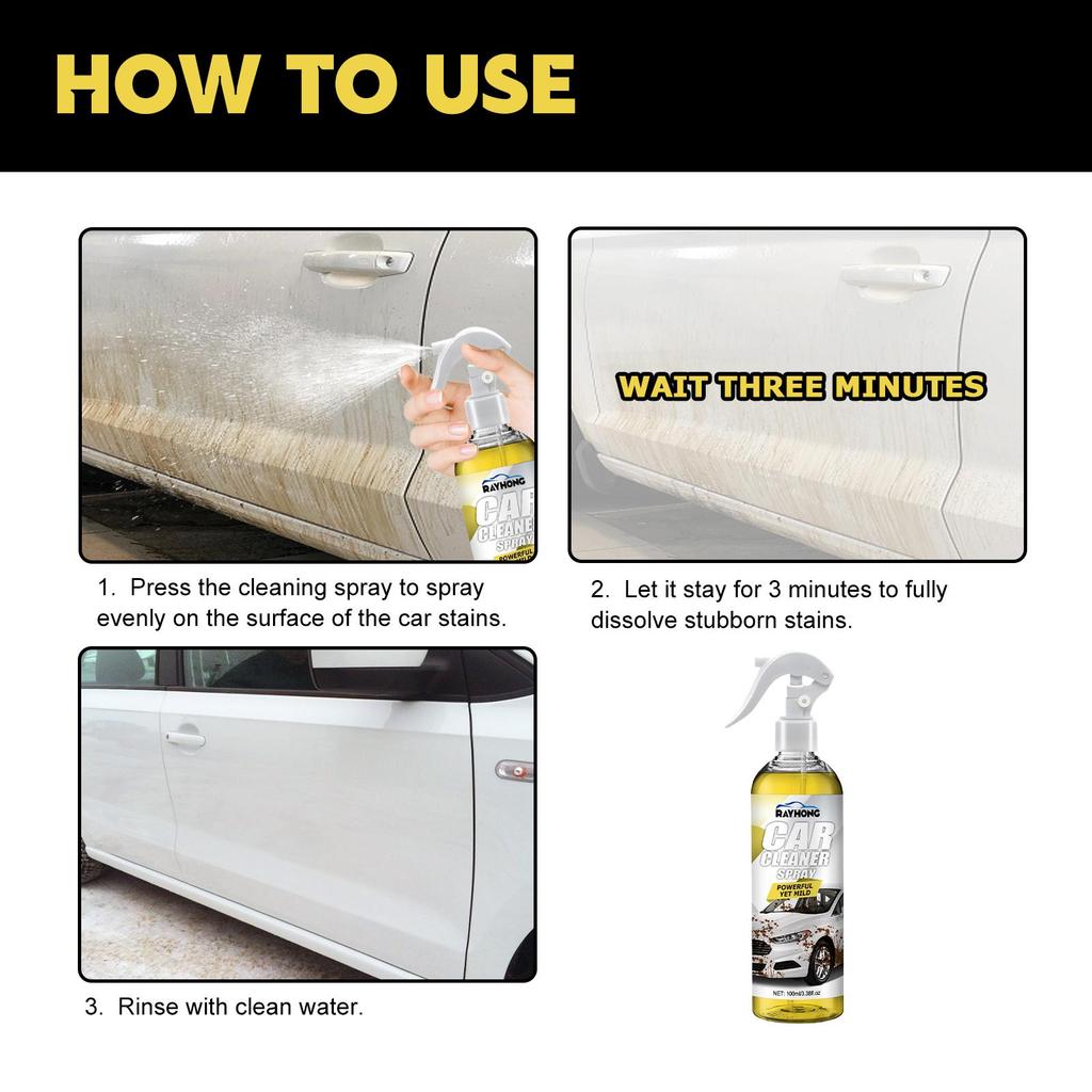 RAYHONG Car Cleaning Spray 100ml Removes Grease, Dust, and Stains Gently Cleans Car Paint Multi-purpose Maintenance