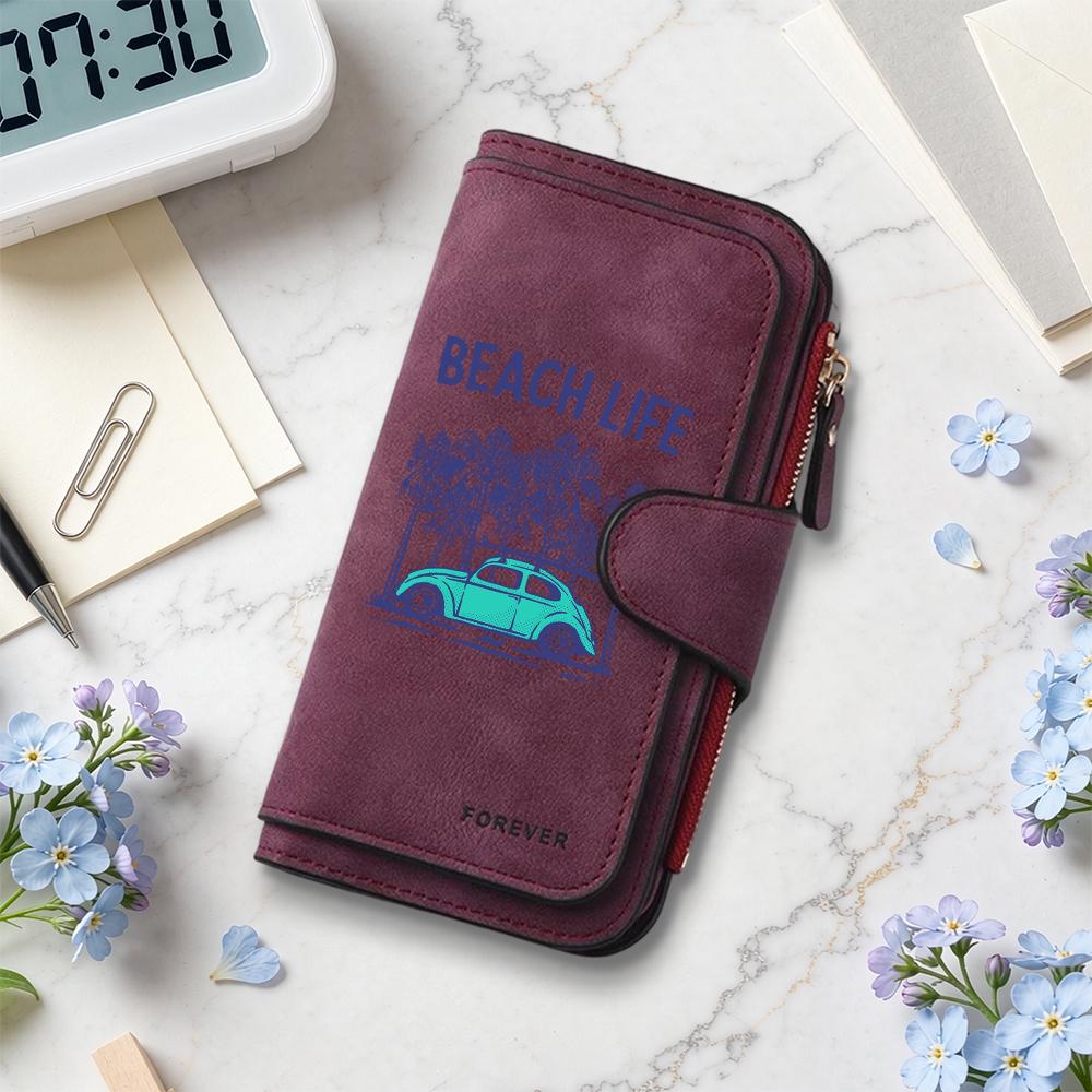 Vintage Beach Life Wallet Fashion Casual Multi Card Pocket Durable Slim Portable Wallet