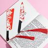 Horror Clear Acrylic Bookmark with Tassel Halloween Themed Series Chopper Saw with Blood Halloween for Bookworms