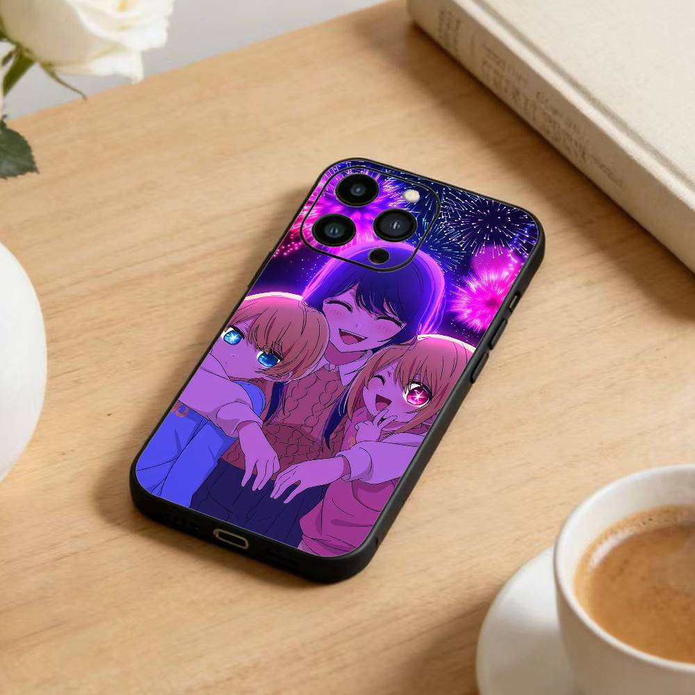 Oshi No Ko A-Аниме Милый Чехол Для Телефона Для iPhone 16,15,14,13,12,17,Pro Max,Plus Силиконовый Черный Чехол