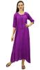 Bimba Women Rayon Purple Night Gown 3 4 Sleeve Long Maxi Night Dress