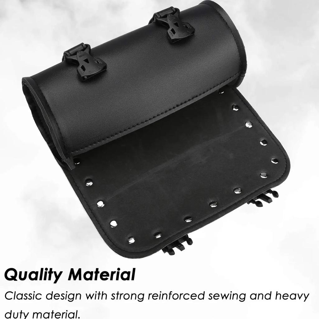 Motorcycle Tool Bag PU Leather Handmade Motorcycle Fork Bag Roll Waterproof Durable Storage Tool Pouch with Straps for Men Women