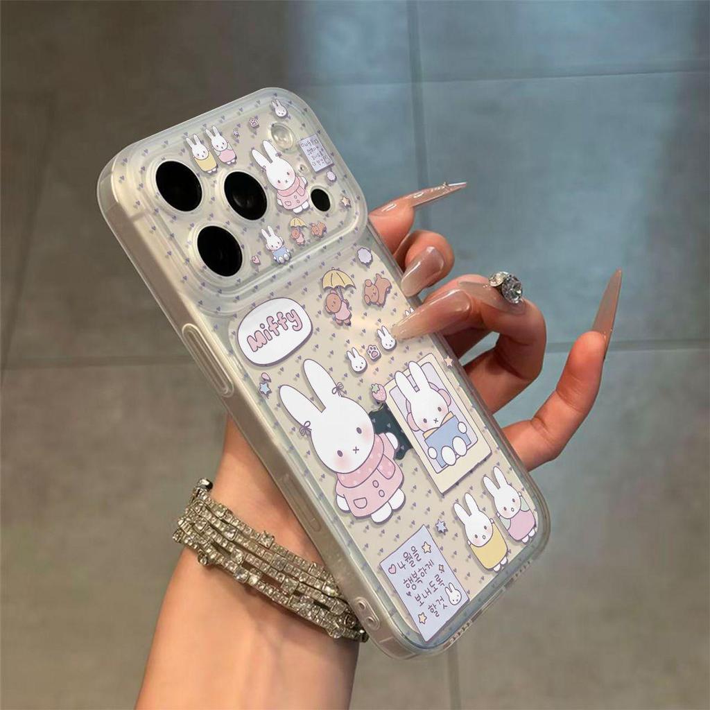 Чехол для iPhone 17 Pro Max в форме сердца с кроликом Миффи: Мягкий, Ударопрочный, Интеграция кнопки камеры