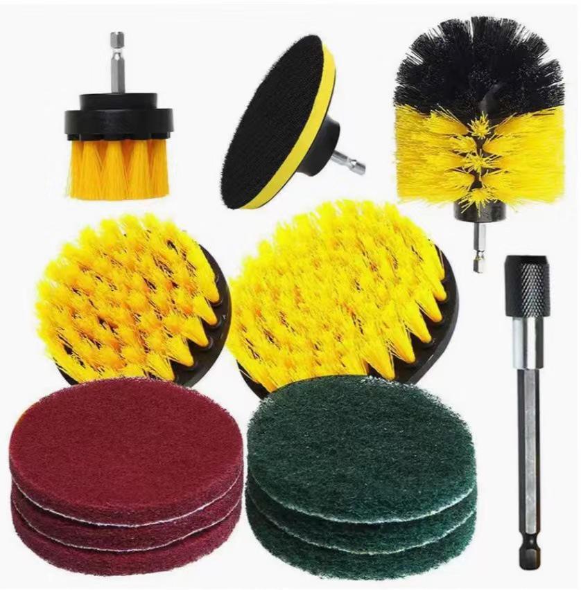 Electric Drill Brush Set: 12-14 Pieces for Cleaning, Polishing, & Grinding with Round Disc for Tile and Carpet