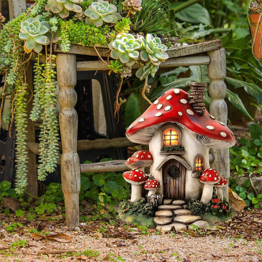 Расписанные вручную смоляные колья для домика-гриба, садовые украшения, идеально подходящие для любителей садоводства, проекты «сделай сам» для использования в помещении и на открытом воздухе