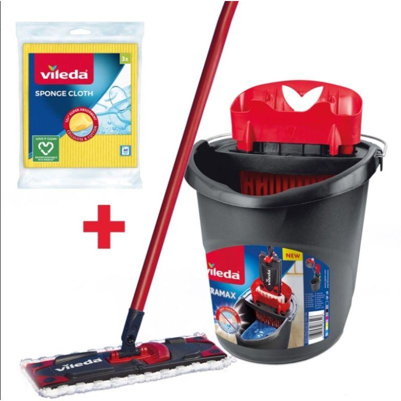 Vileda Ultramax Box Mop 3 Cloths Red/Black
