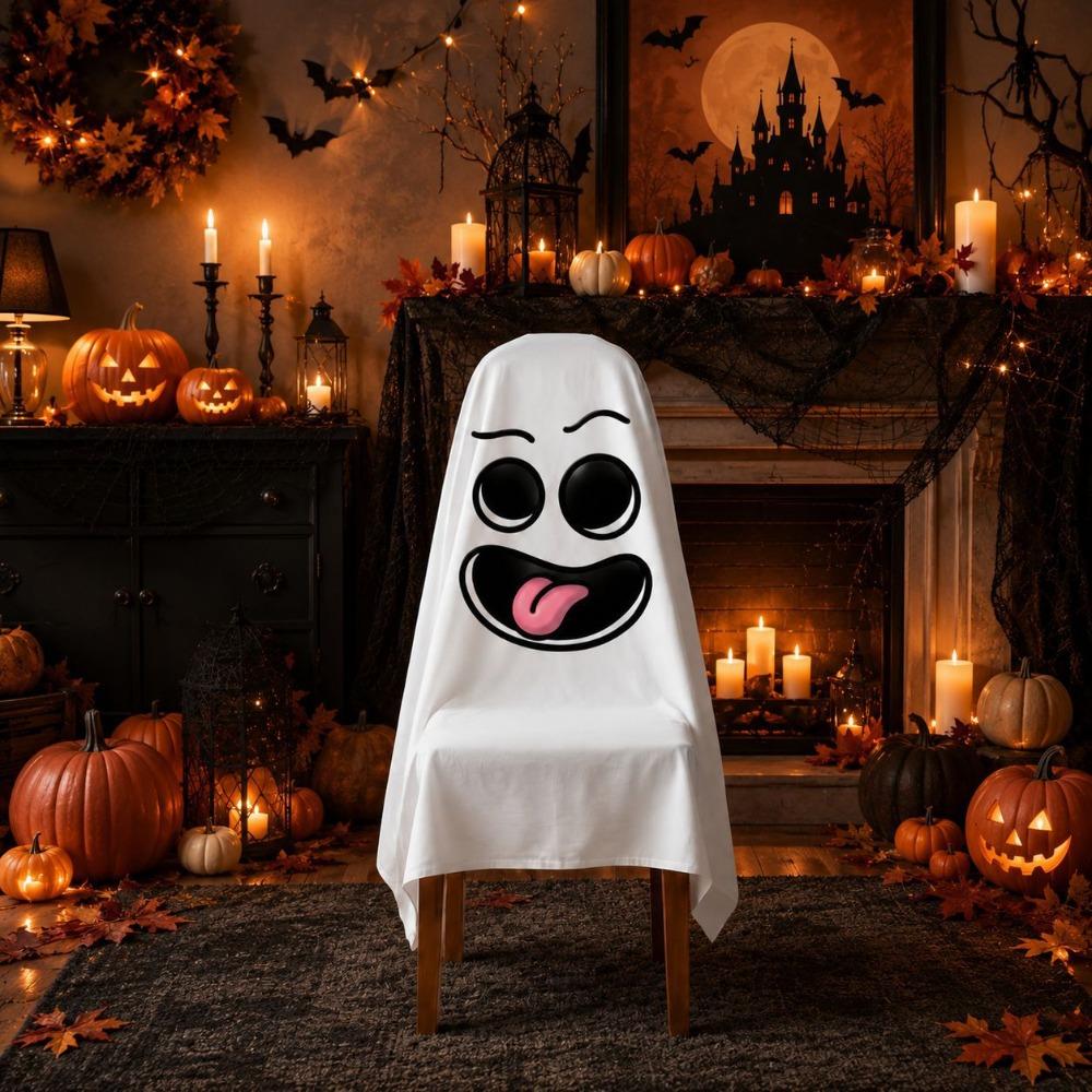 Pumpkin Halloween Dinner Chair Seat Cover Skull Pattern Festival Table Decor Home Decoration