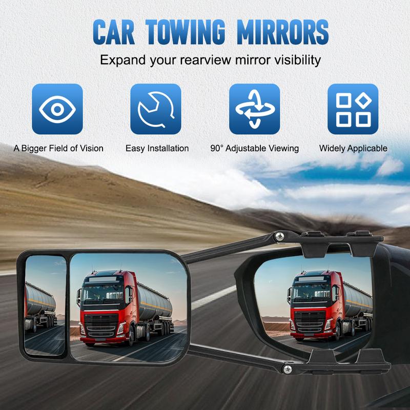 1/2PCS Universal Towing Mirror Tow Mirror Caravan Trailer Car Rear View Mirror Blind Spot Convex Wide Angel Hauling Extension