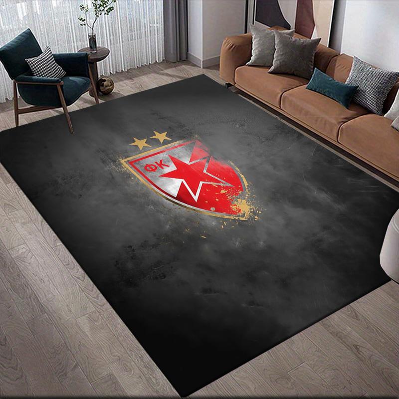 Crvena zvezda2 Flannel Pattern Square Carpet,Area Rug,Carpet Rug for Living Room Bedroom Sofa Playroom Decor,Non-slip Floor Mat