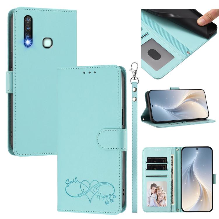 Happy Heart Pattern Magnetic Closure Vegan Leather Phone Case With Wrist Strap For vivo X200 FE